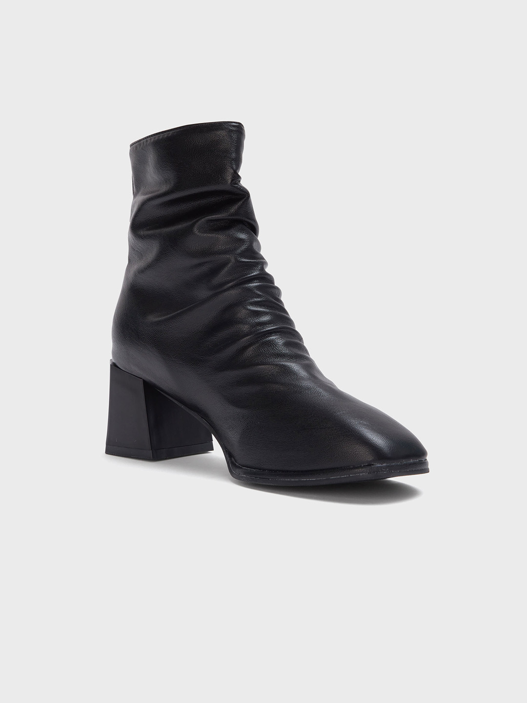 

20Dresses Women Black Solid Ruched Ankle Length Boots