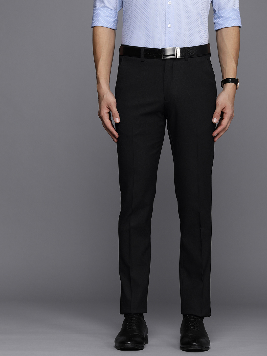 

Louis Philippe Men Black Super Slim Fit Trousers