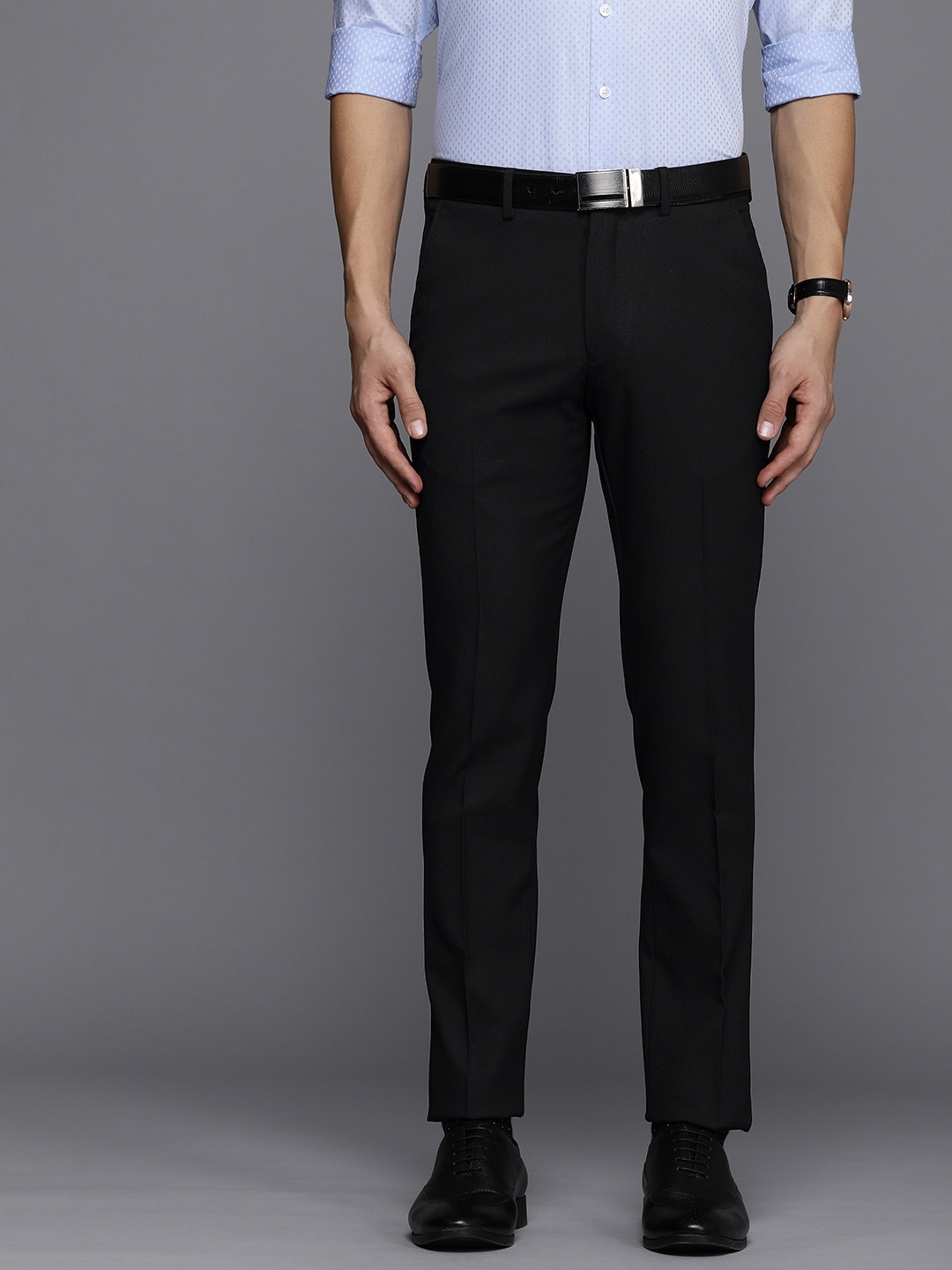 

Louis Philippe Men Black Super Slim Fit Formal Trousers