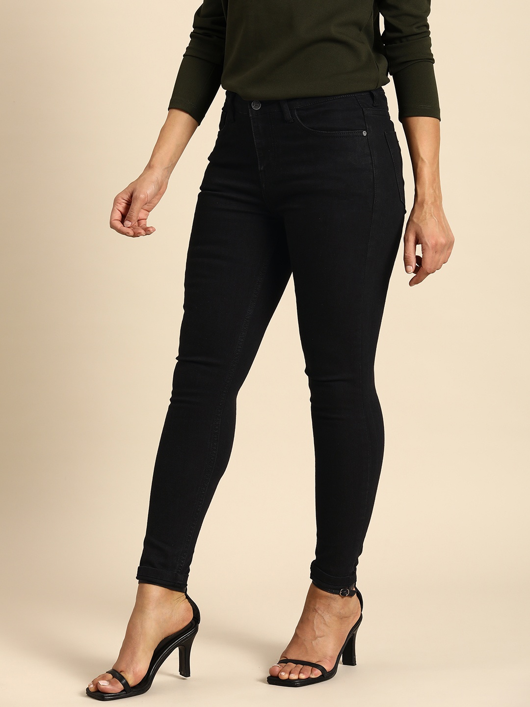 

all about you Women Skinny Fit Stretchable Jeans, Black
