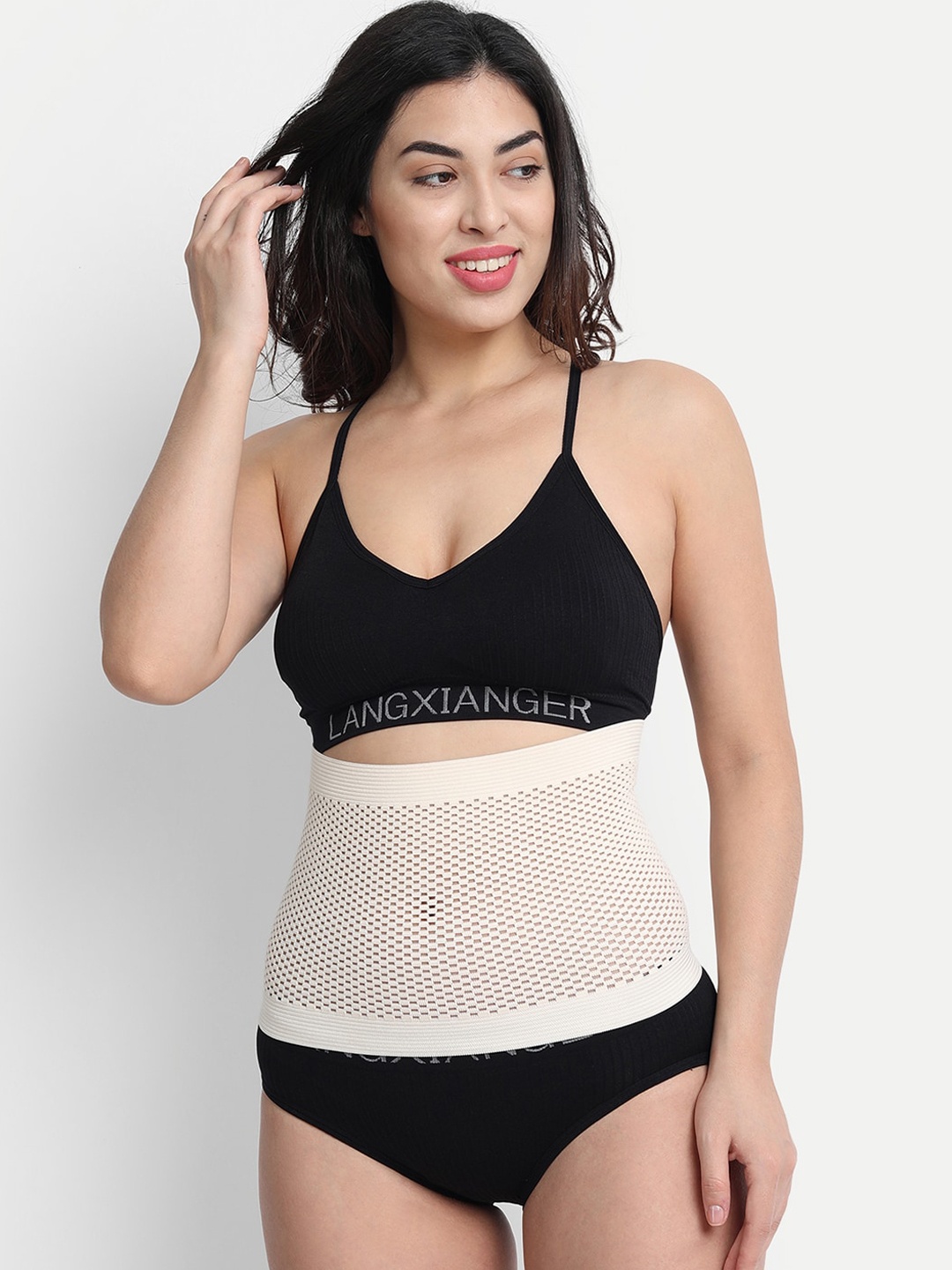 

Flenzy Women Beige Textured Tummy Shapewear