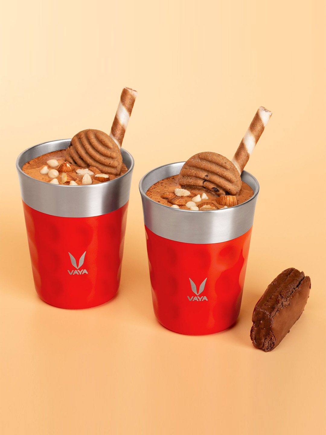 

Vaya PopCup Set of 2 Red Insulated Stainless Steel Tumblers 250ml each