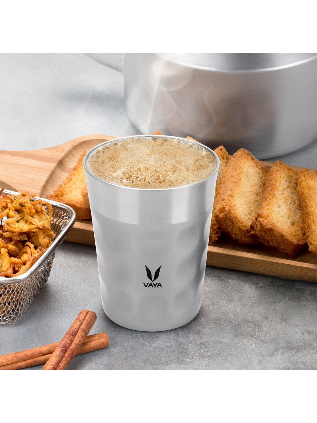 

Vaya PopCup Set of 2 Insulated Stainless Steel Tumblers 250ml each, Silver