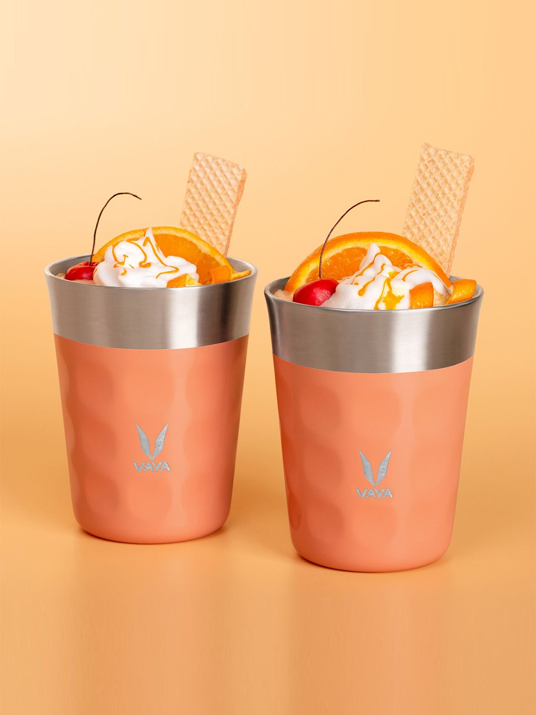 

Vaya PopCup Set of 2 Coral Insulated Stainless Steel Tumblers 250ml each
