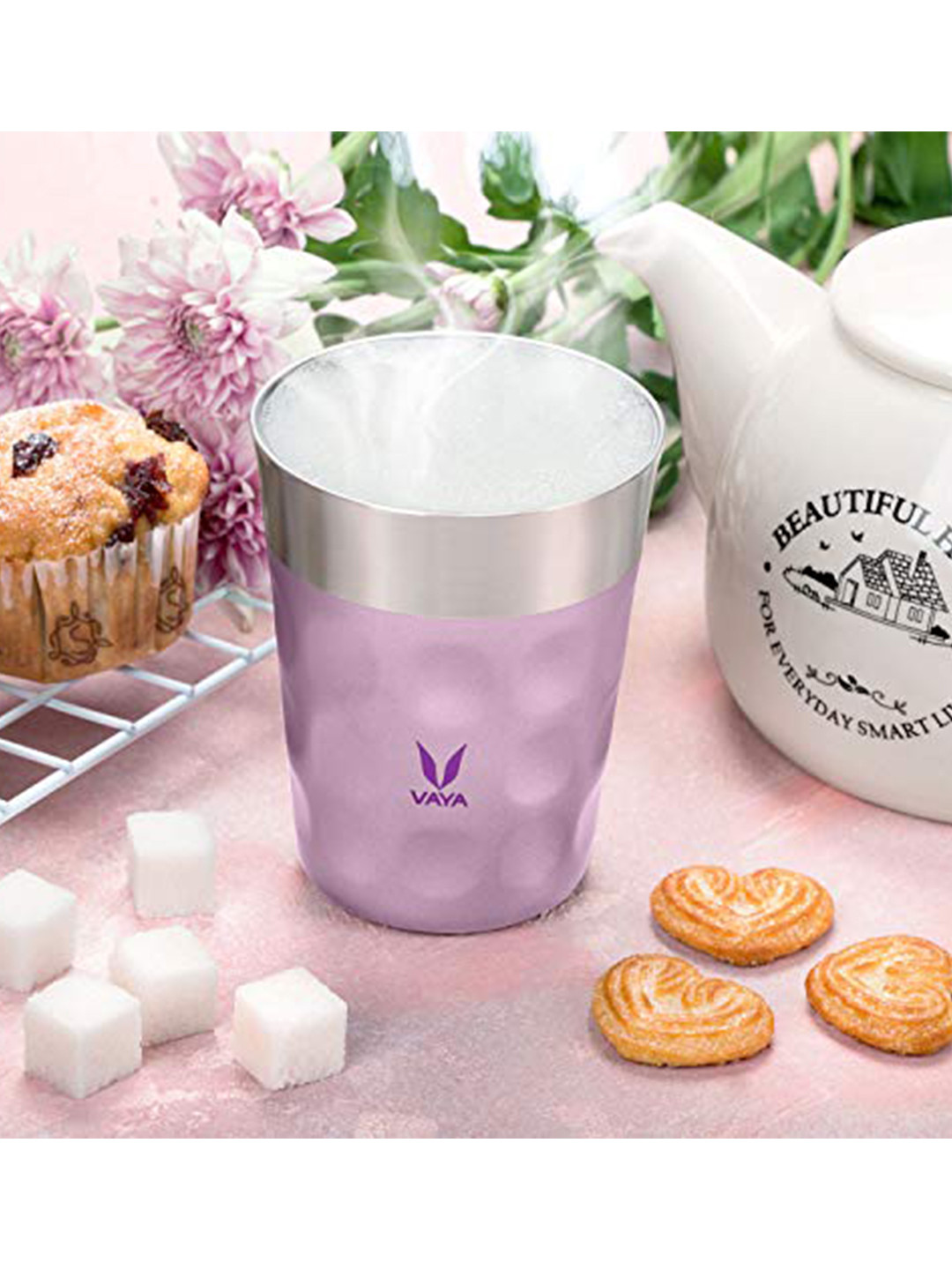 

Vaya PopCup Set of 2 Purple Insulated Stainless Steel Tumblers 250ml each