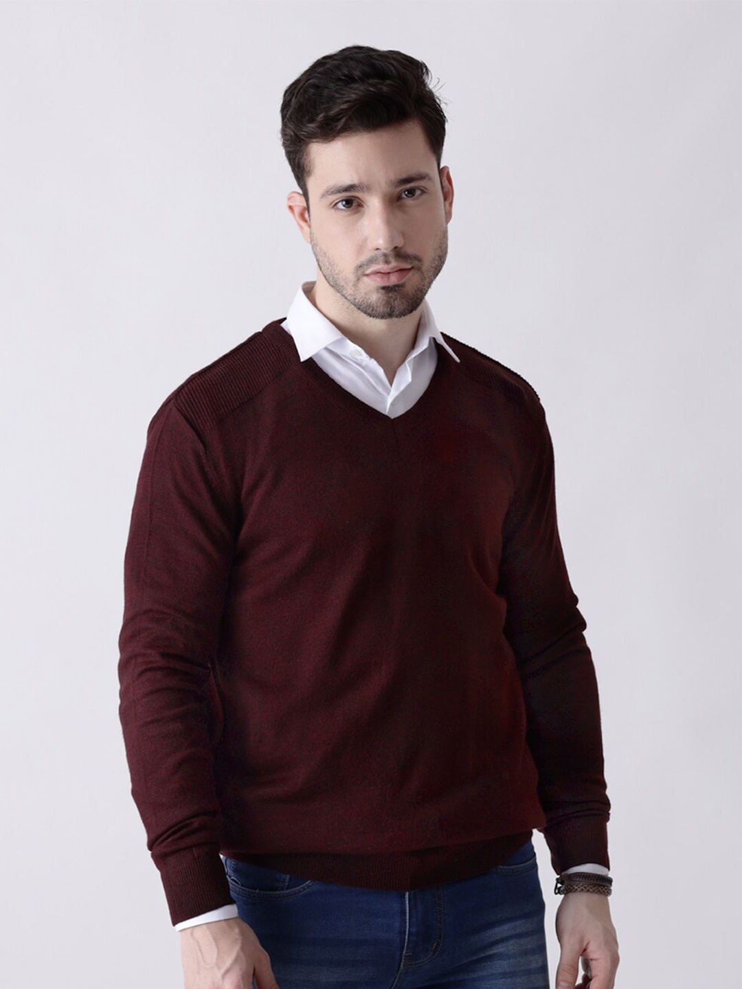 

MR BUTTON Men Burgundy Pullover