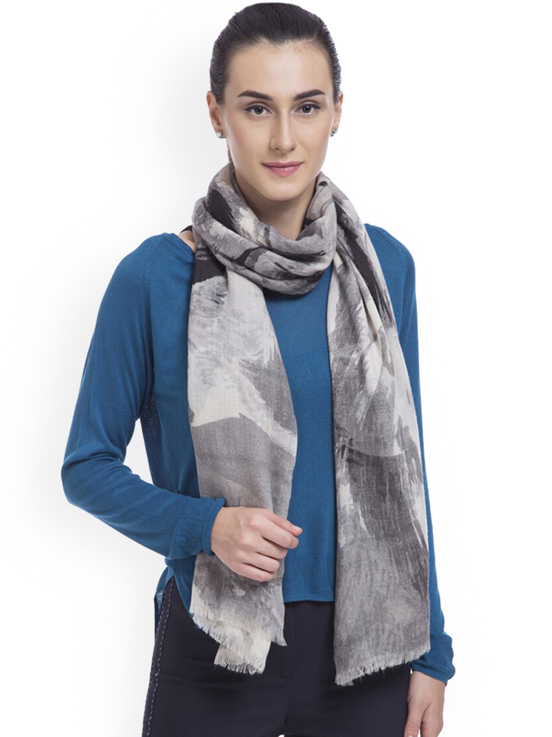 

SHINGORA Women Grey Printed Shawl