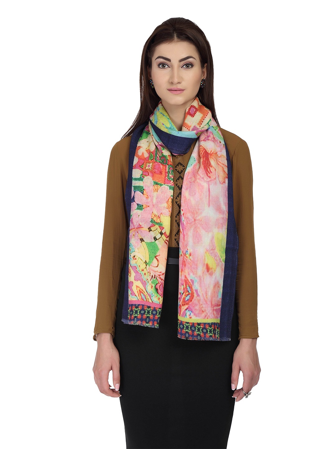 

SHINGORA Women Pink & Green Printed Stole