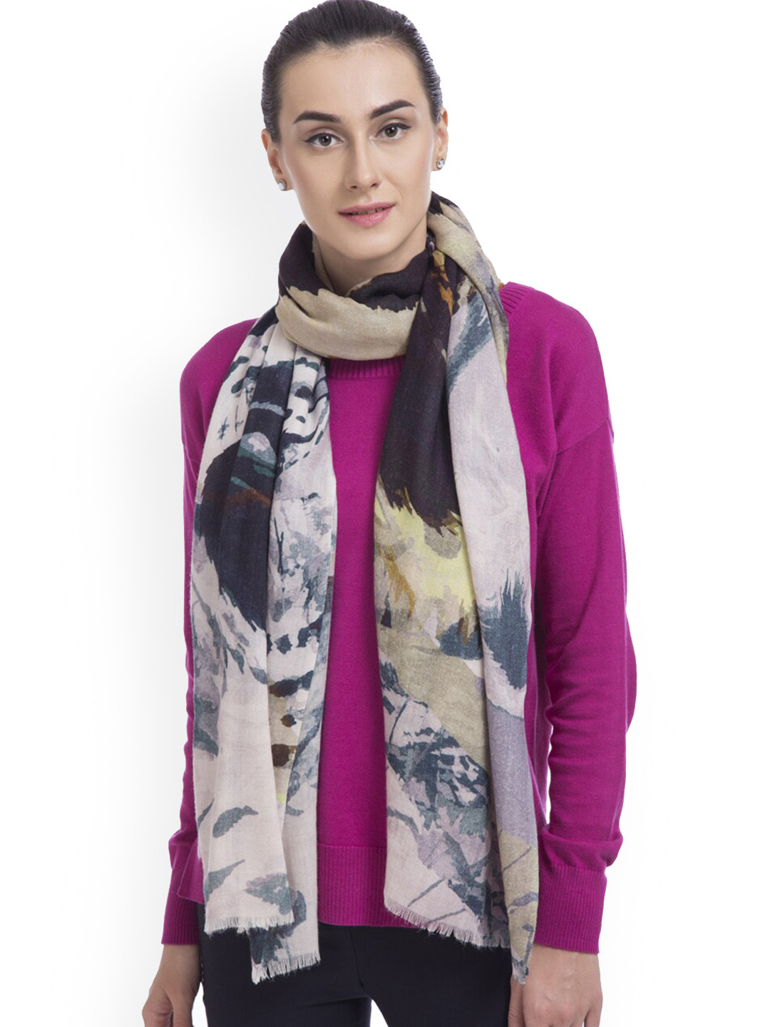 

SHINGORA Women Beige Printed Shawl