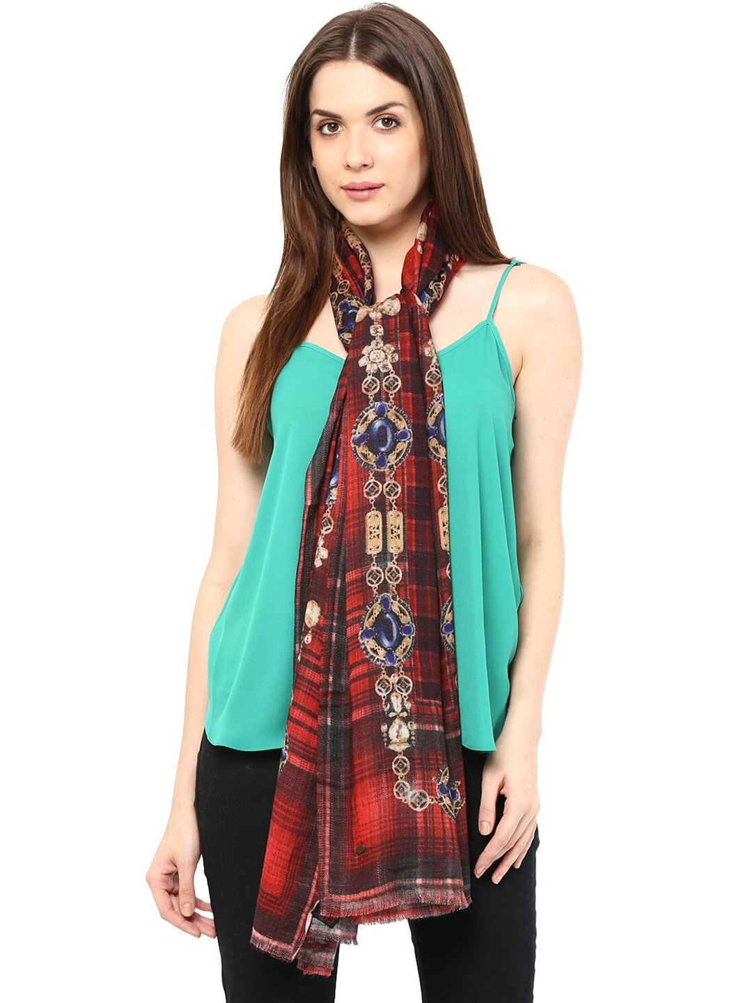 

SHINGORA Women Maroon & Blue Abstract Printed Stole