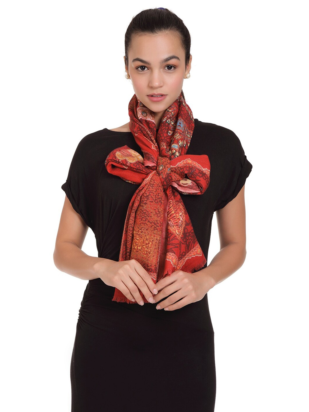 

SHINGORA Women Red & Black Abstract Printed Stole