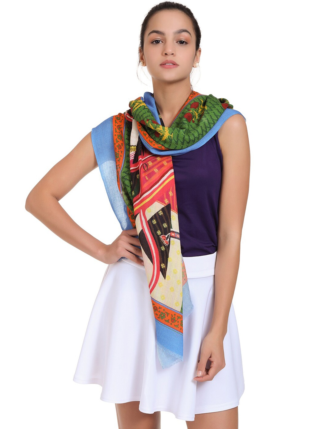 

SHINGORA Women Green & Black Graphic Printed Stole