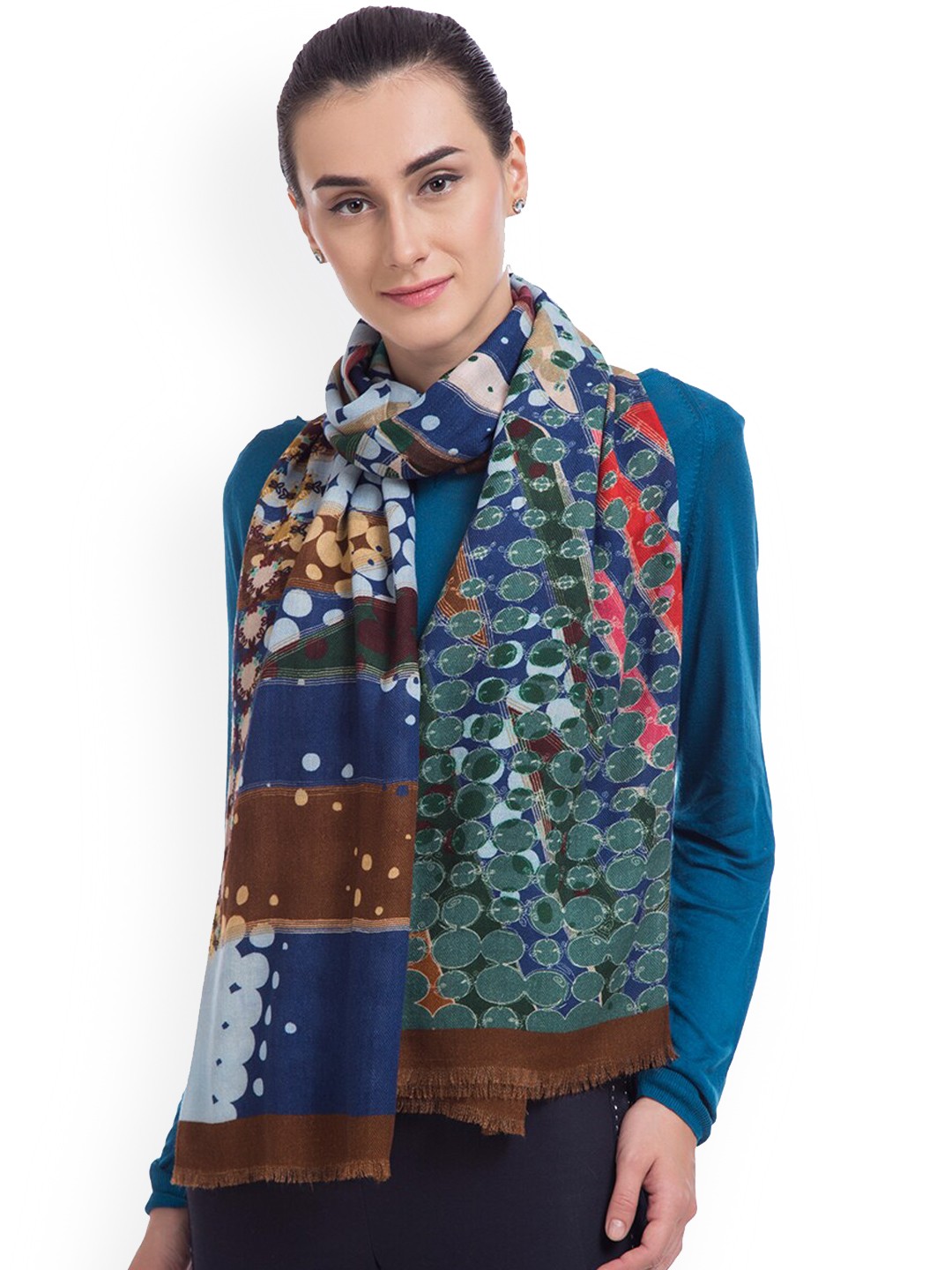 

SHINGORA Women Blue Abstract Printed Shawl