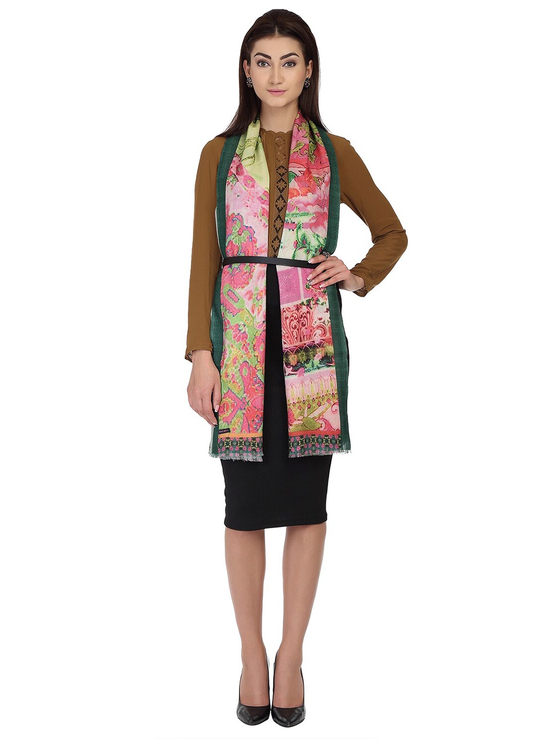 

SHINGORA Women Green & Pink Printed Stole