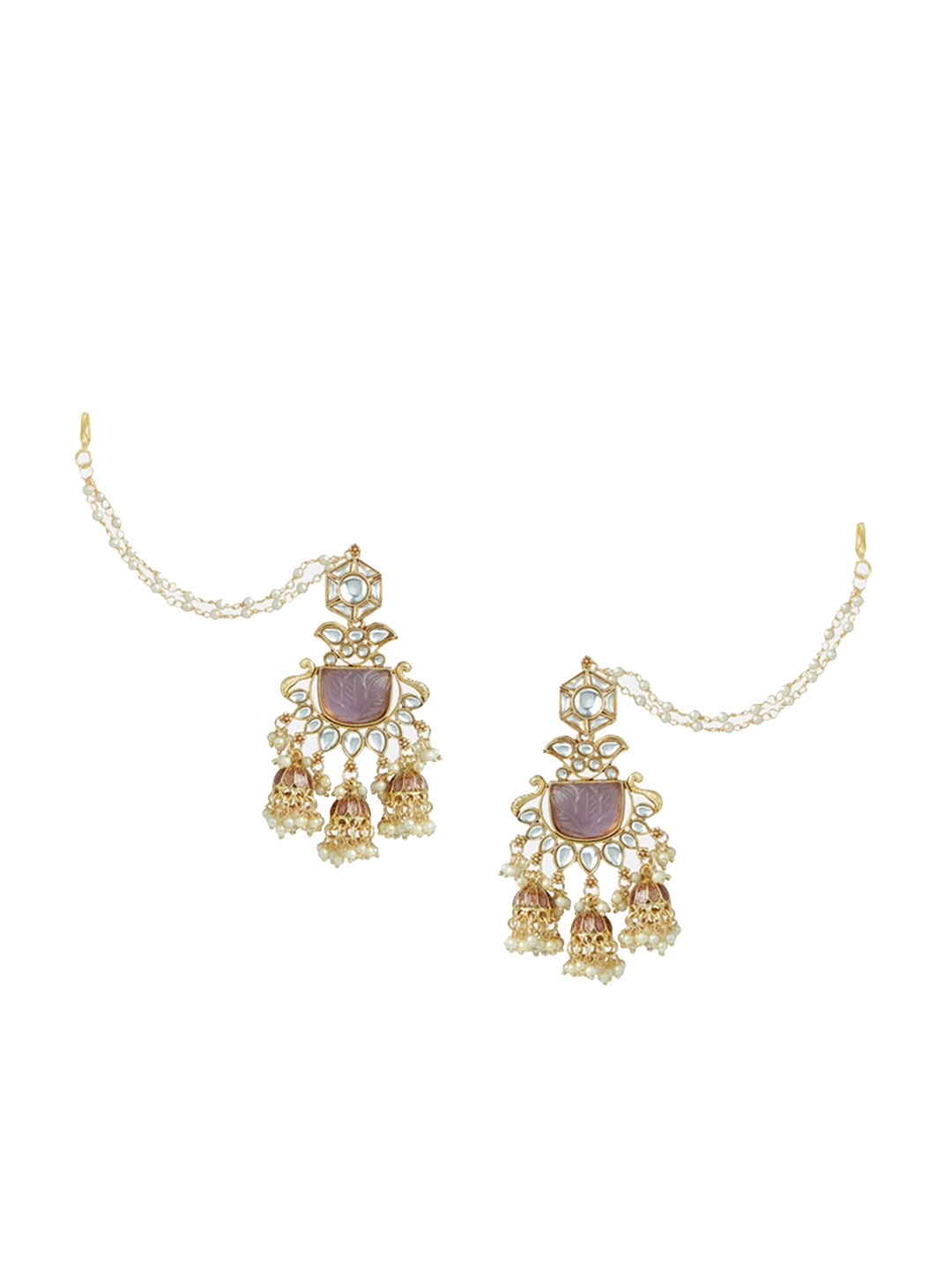 

Tipsyfly Purple & Gold-Toned Contemporary Drop Earrings
