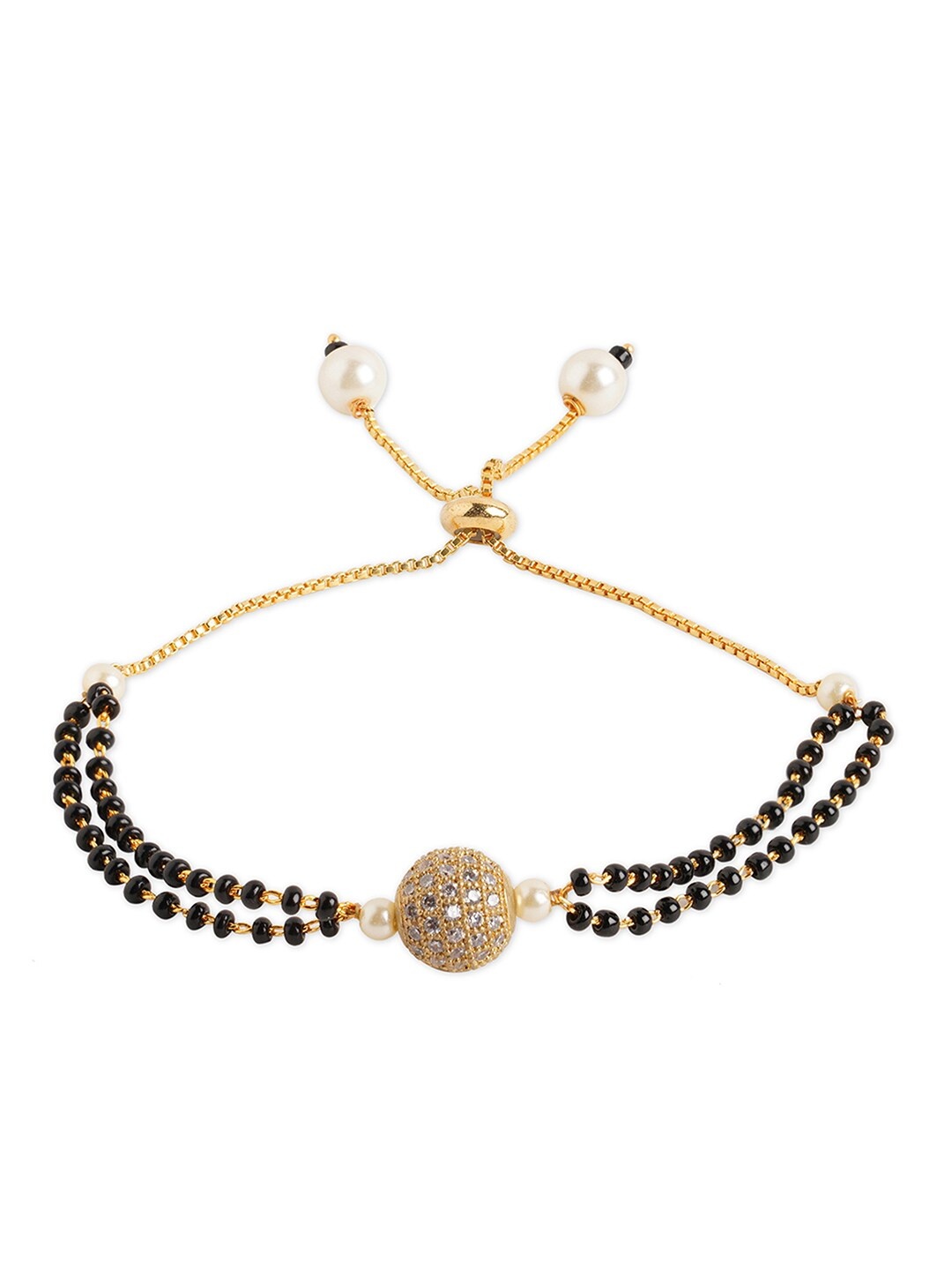 

Tipsyfly Women Gold-Toned & White Brass Crystals Link Bracelet