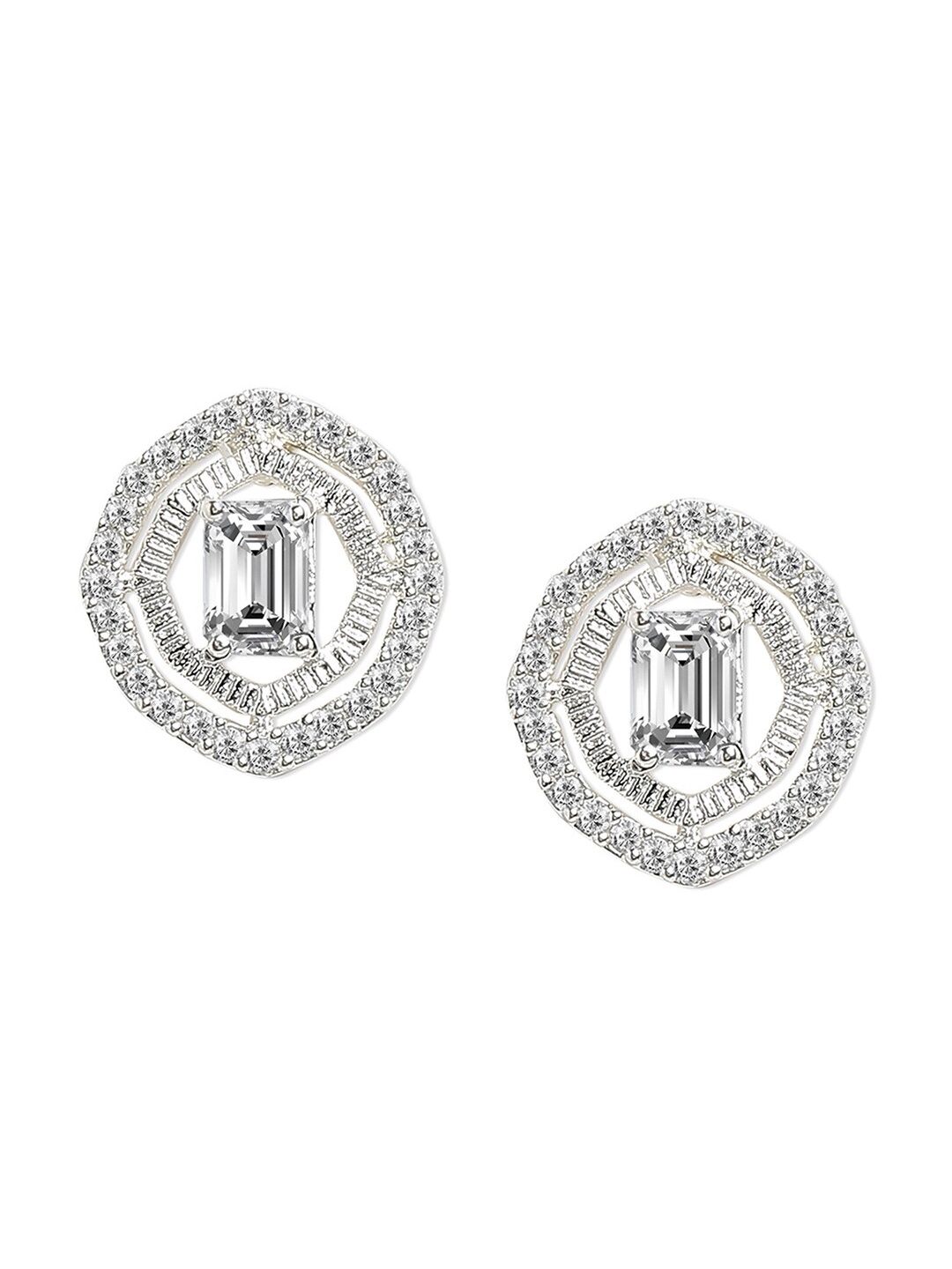 

Tipsyfly Silver-Toned Circular Studs Earrings
