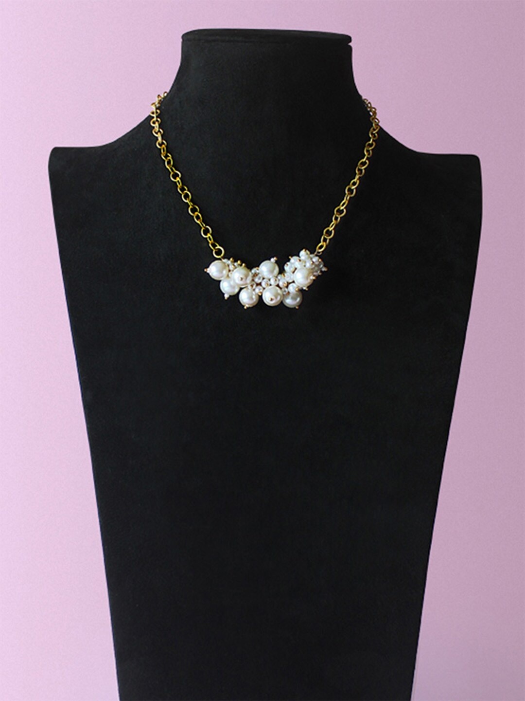 

Tipsyfly Gold-Toned & White Brass Necklace