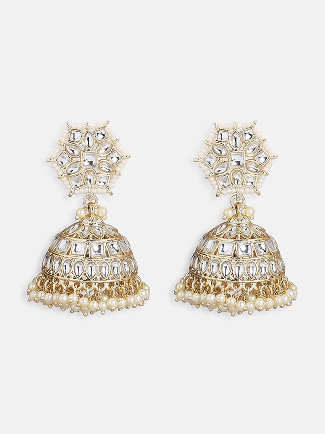 

Tipsyfly Gold-Toned Dome Shaped Jhumkas Earrings