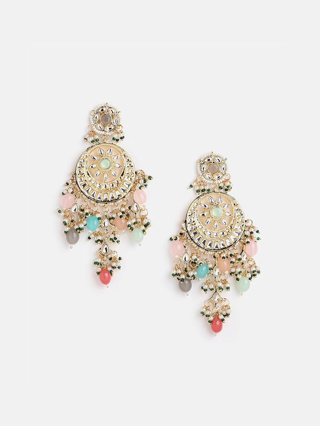 

Tipsyfly White & Gold-Toned Contemporary Jhumkas Earrings