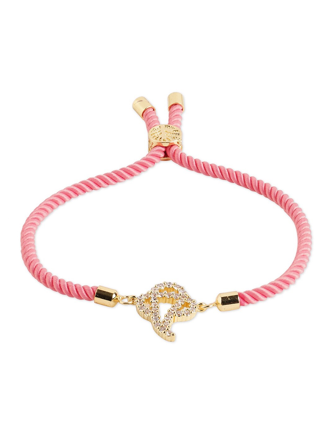 

Tipsyfly Women Pink & Gold-Toned Brass Crystals Wraparound Bracelet