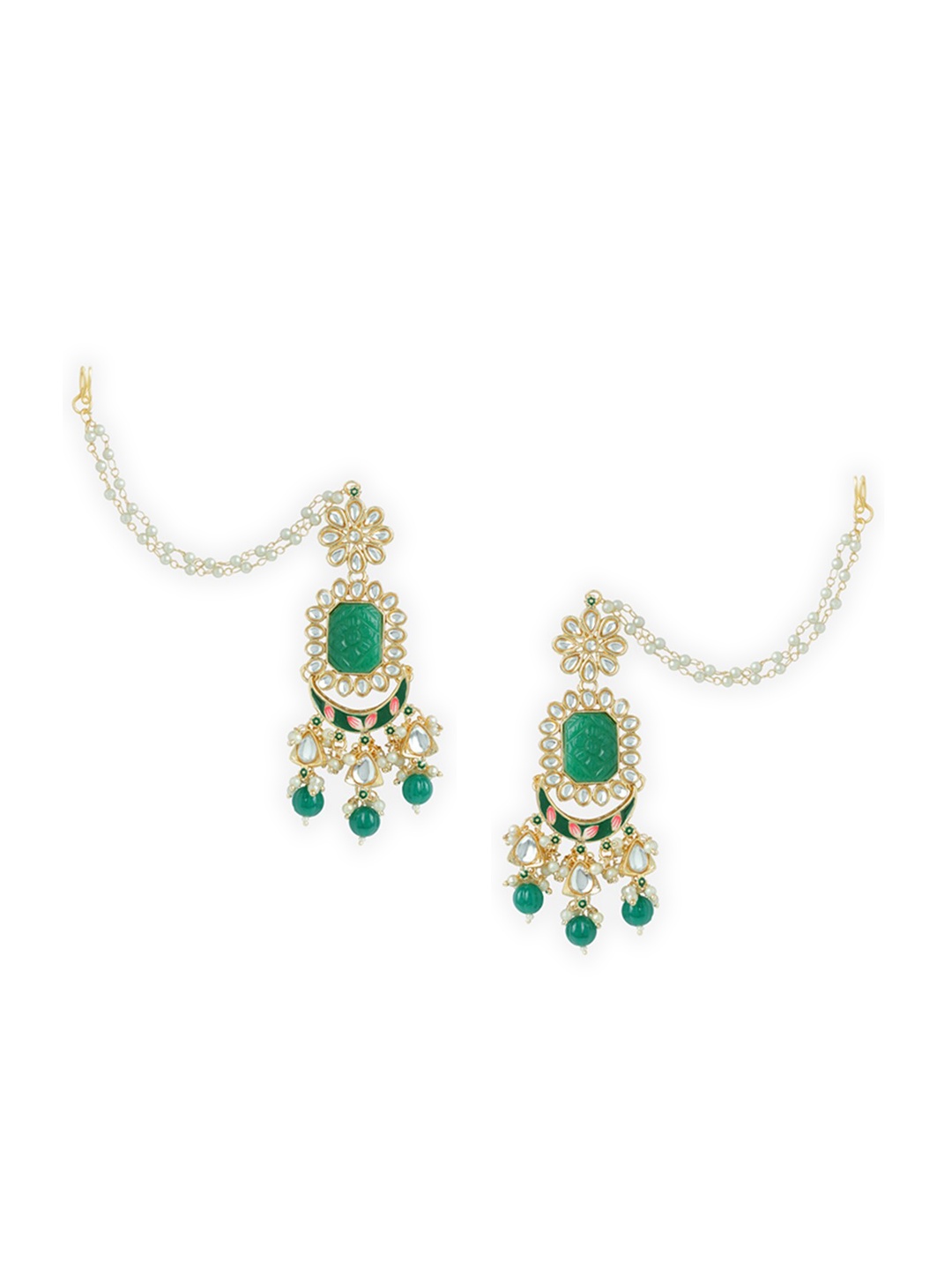 

Tipsyfly Green & Gold-Toned Contemporary Drop Earrings