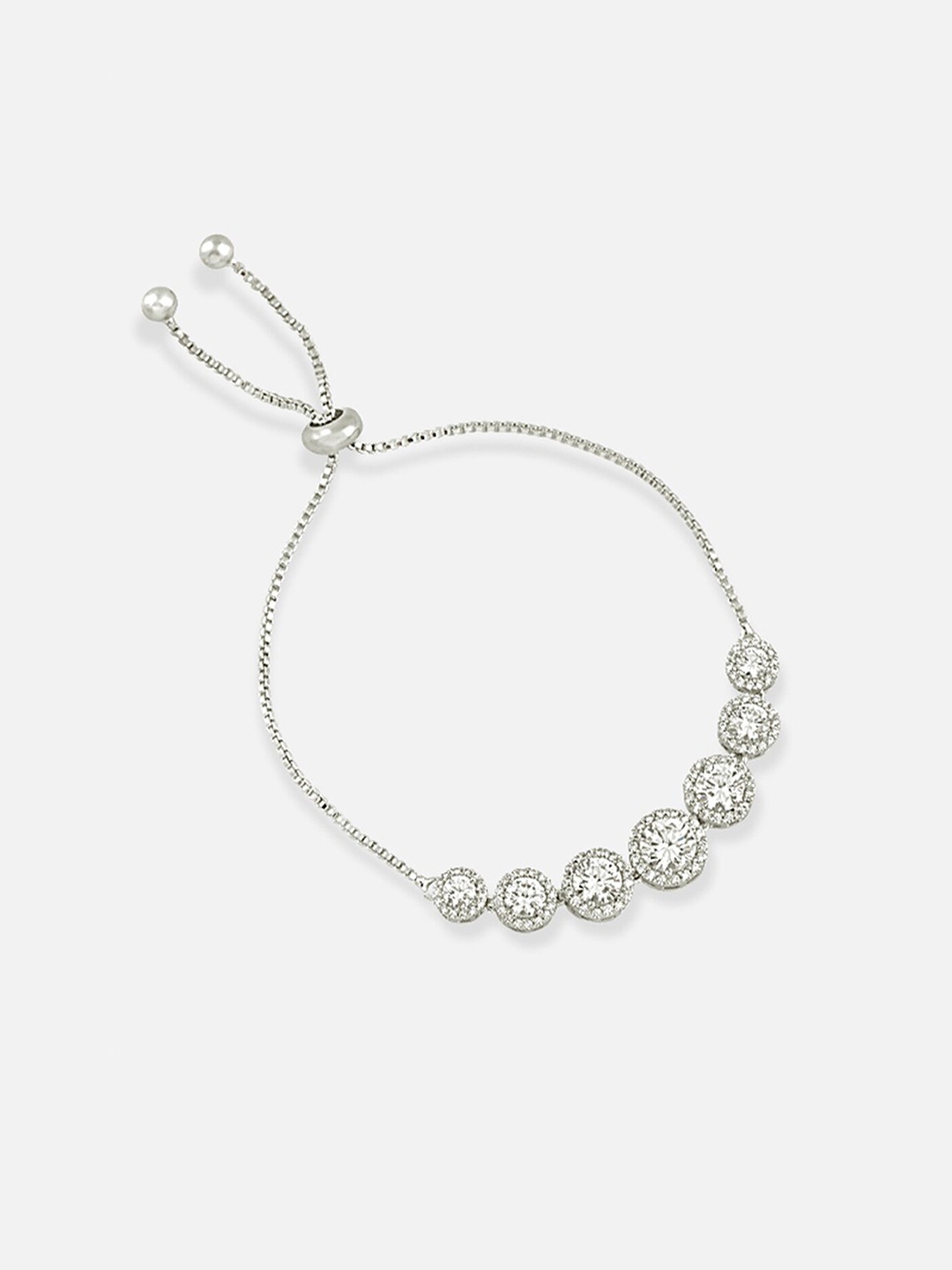 

Tipsyfly Women Silver-Toned & White Brass Crystals Wraparound Bracelet