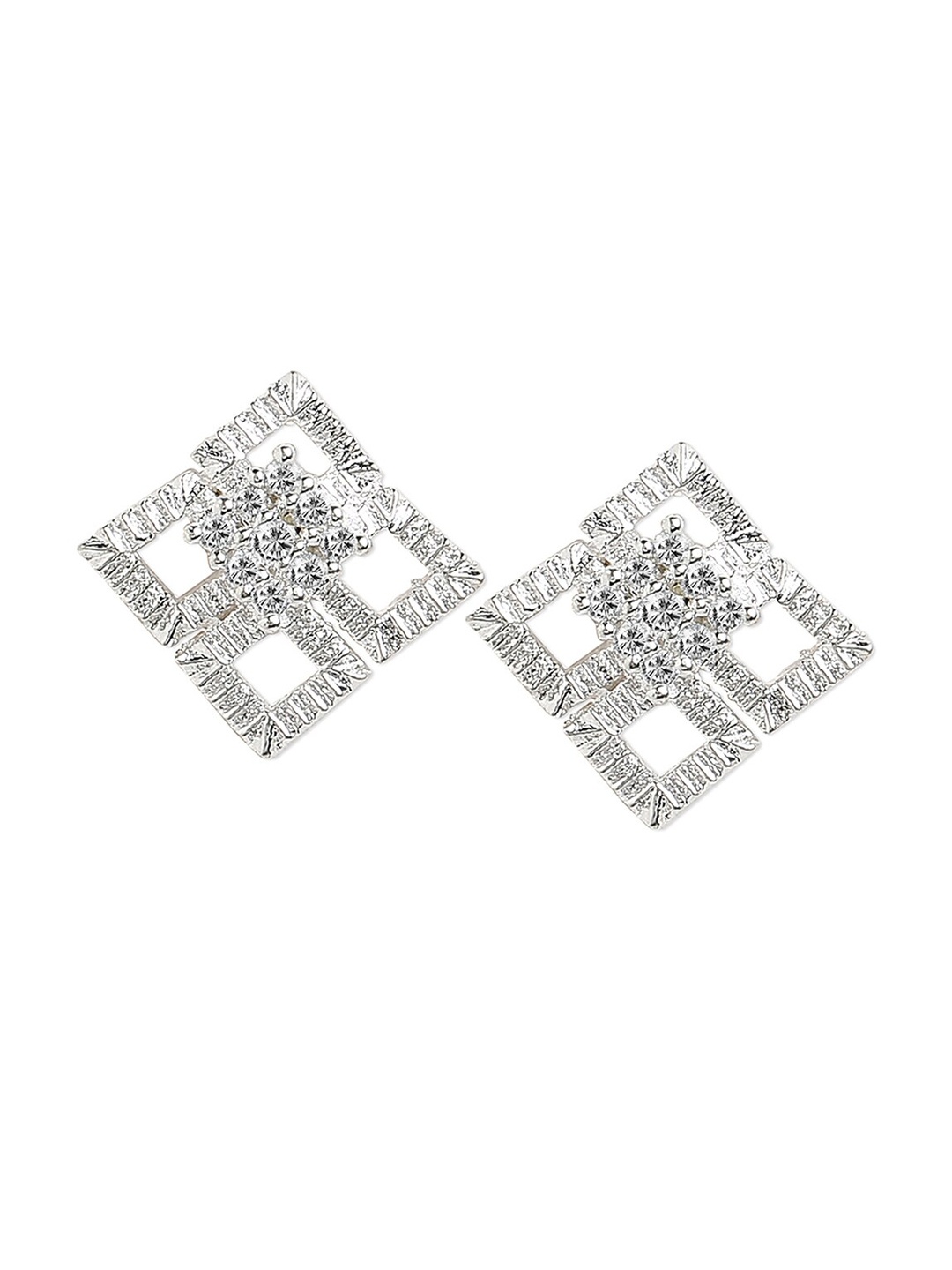 

Tipsyfly White & Silver-Toned Contemporary Studs Earrings