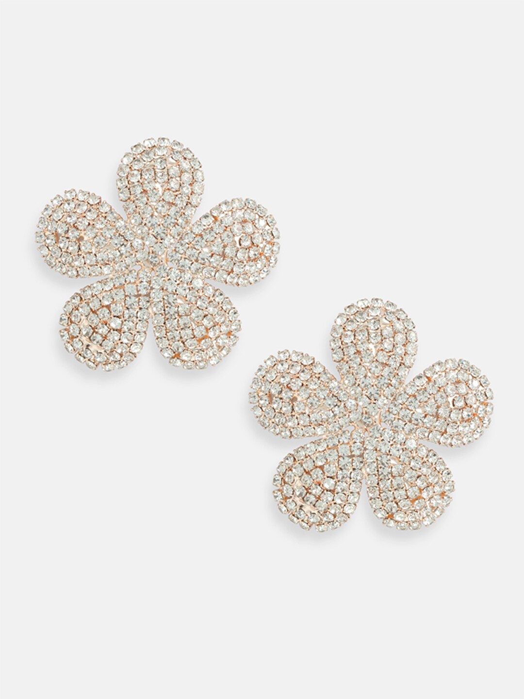 

Tipsyfly White & Rose Gold Floral Studs Earrings