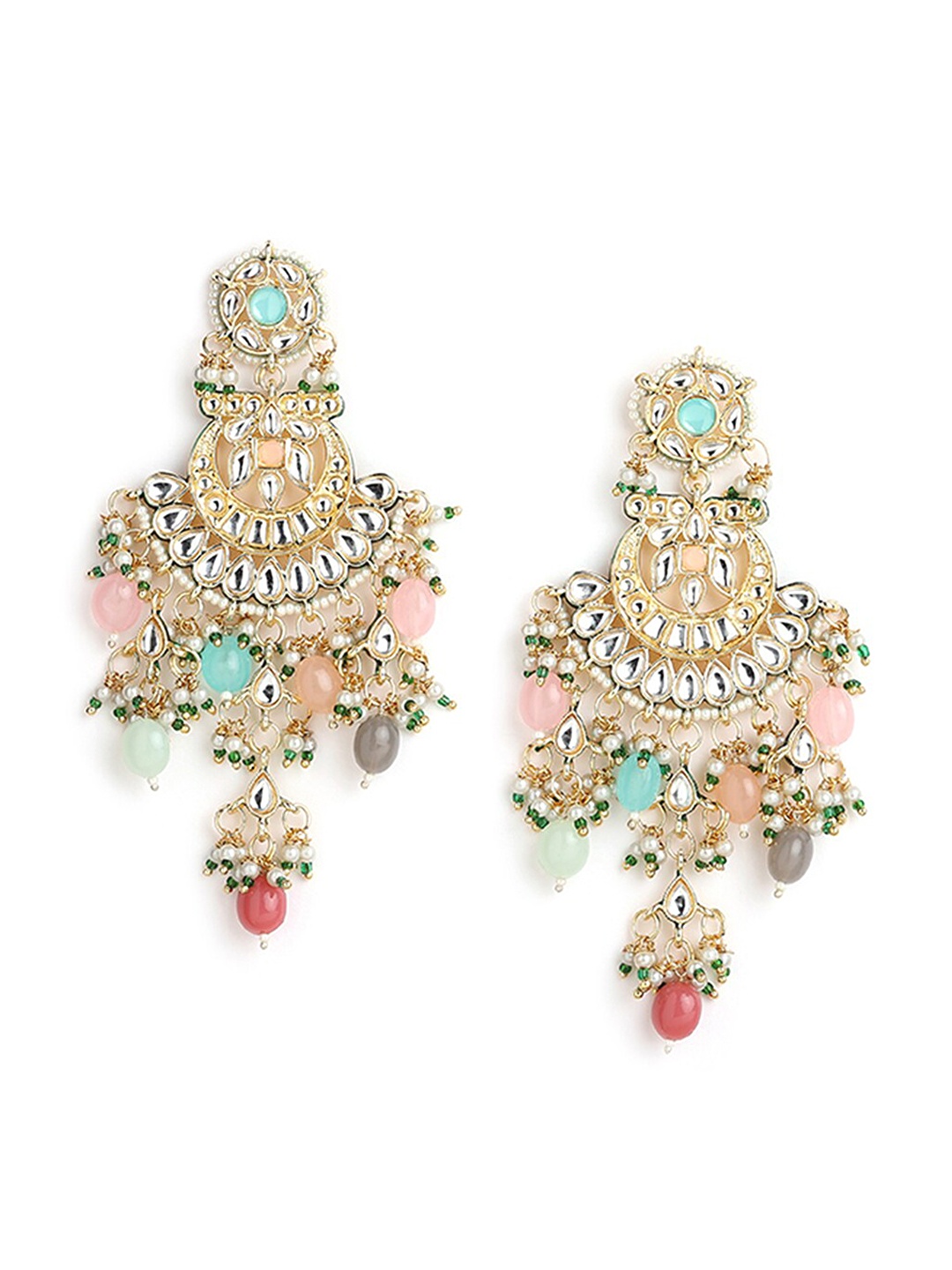 

Tipsyfly Gold-Toned & Pink Contemporary Chandbalis Earrings