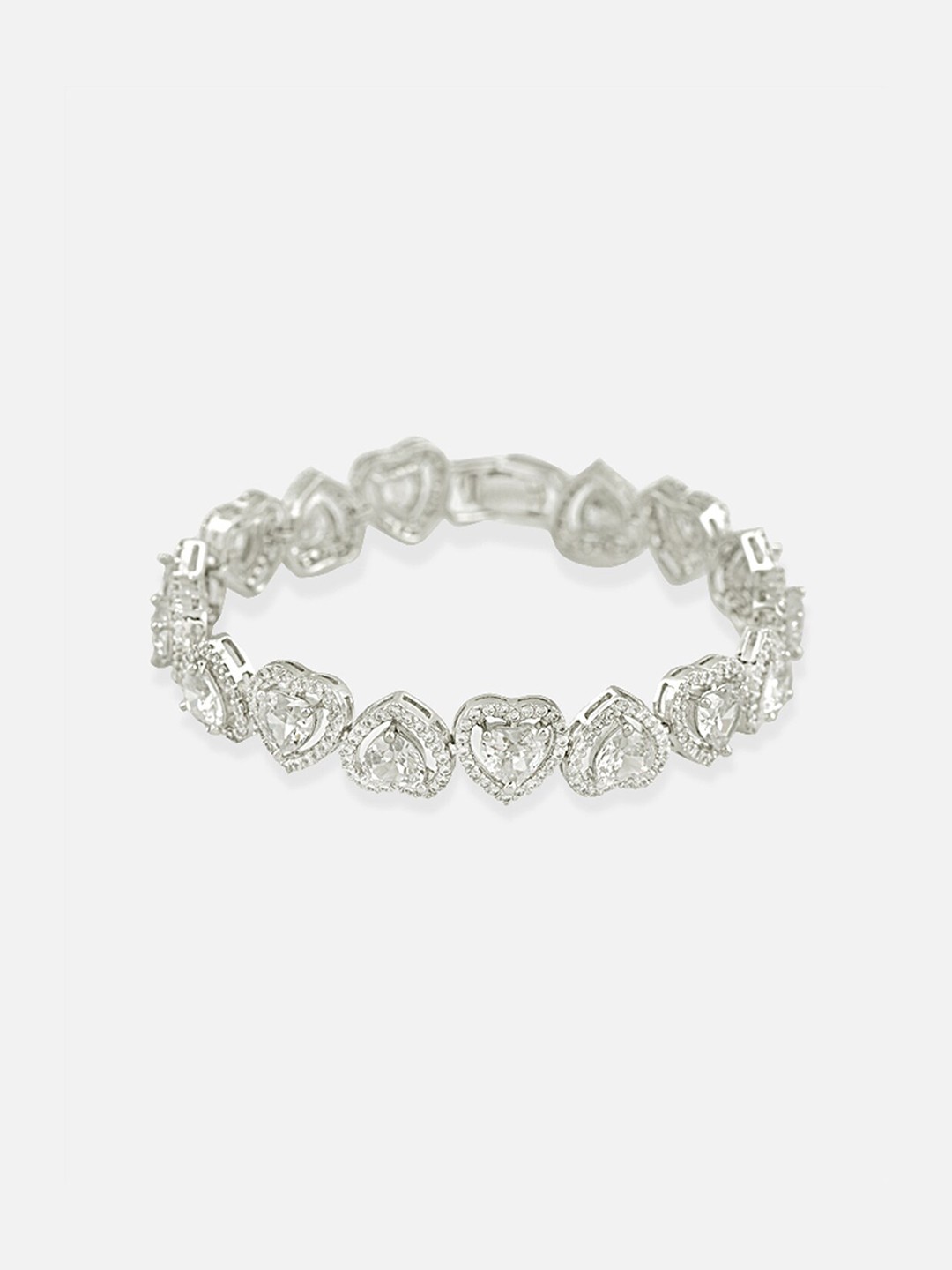 

Tipsyfly Women Silver-Toned Brass Crystals Link Bracelet