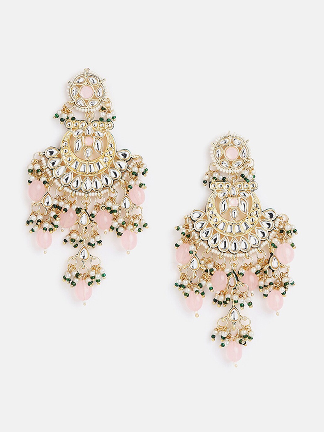 

Tipsyfly Gold-Toned & Pink Contemporary Chandbalis Earrings