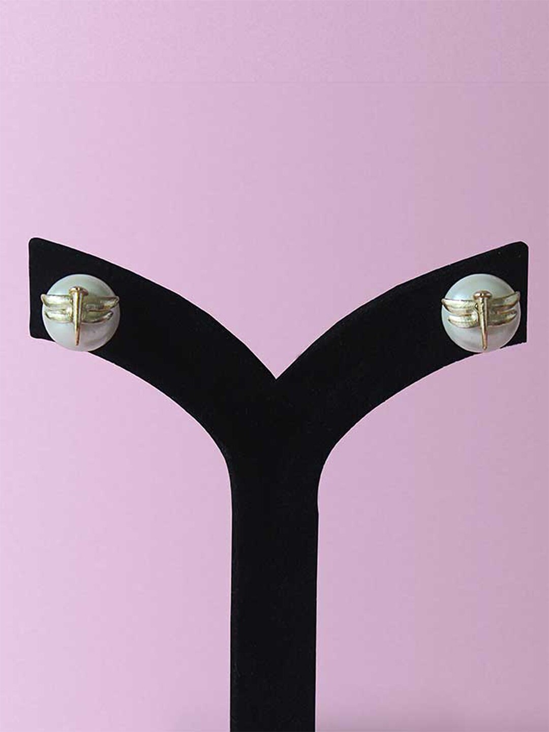 

Tipsyfly Gold-Toned & White Pearl Studs Earrings