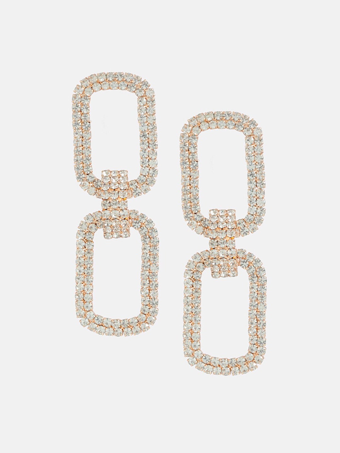 

Tipsyfly Rose Gold Contemporary Crystal Chain Drop Earrings