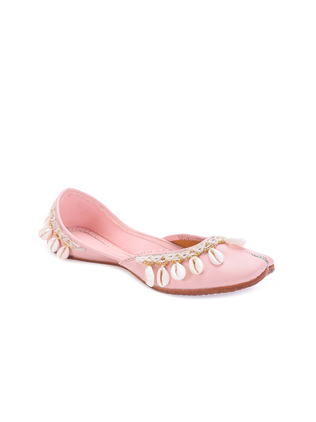 

5 ELEMENTS Women Pink Embellished Mojaris Flats