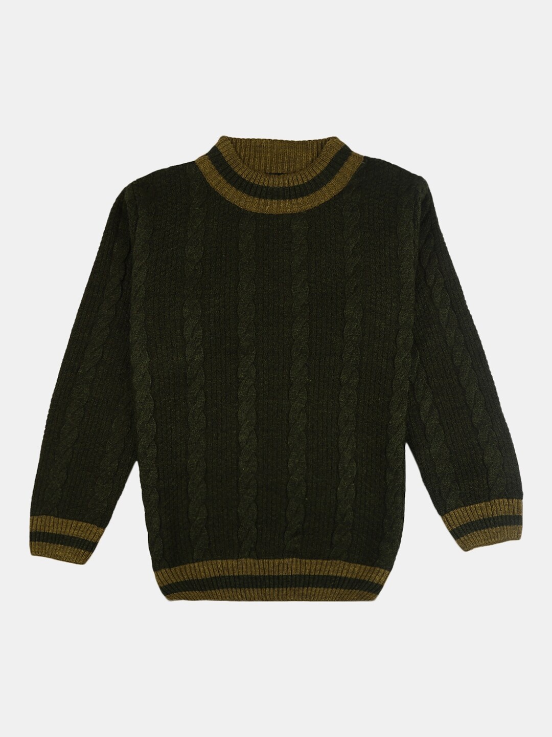 

V-Mart Boys Olive Green Cable Knit Cotton Pullover Sweater
