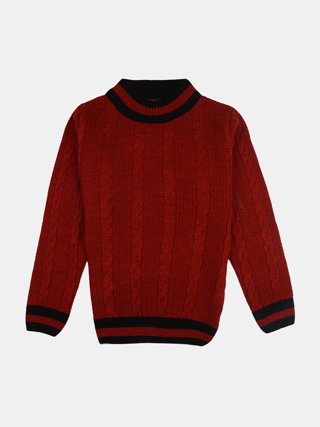 

V-Mart Boys Orange & Black Cable Knit Cotton Pullover Sweater