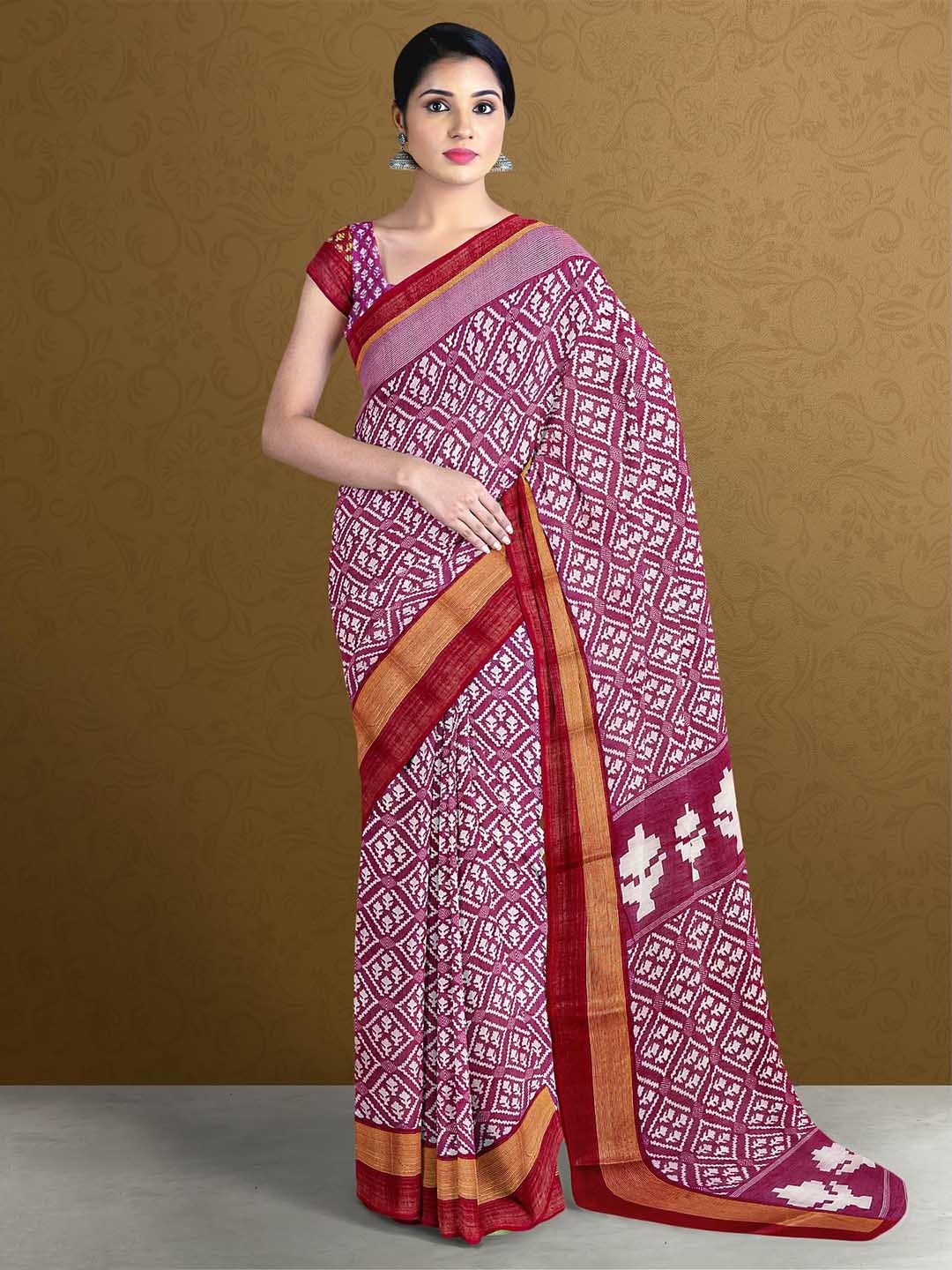

Kalamandir Lavender & White Woven Design Saree