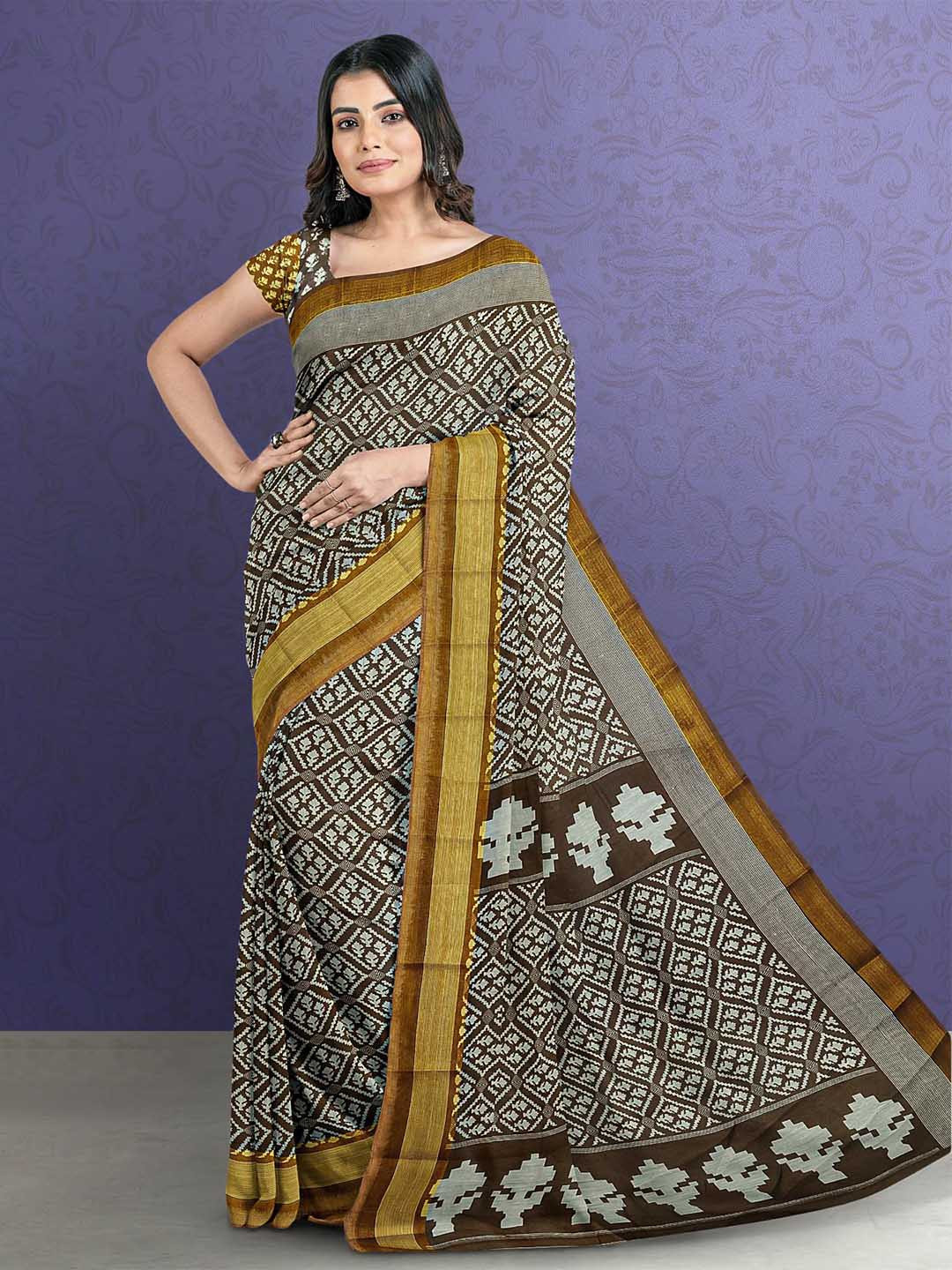 

Kalamandir Brown & White Woven Design Saree