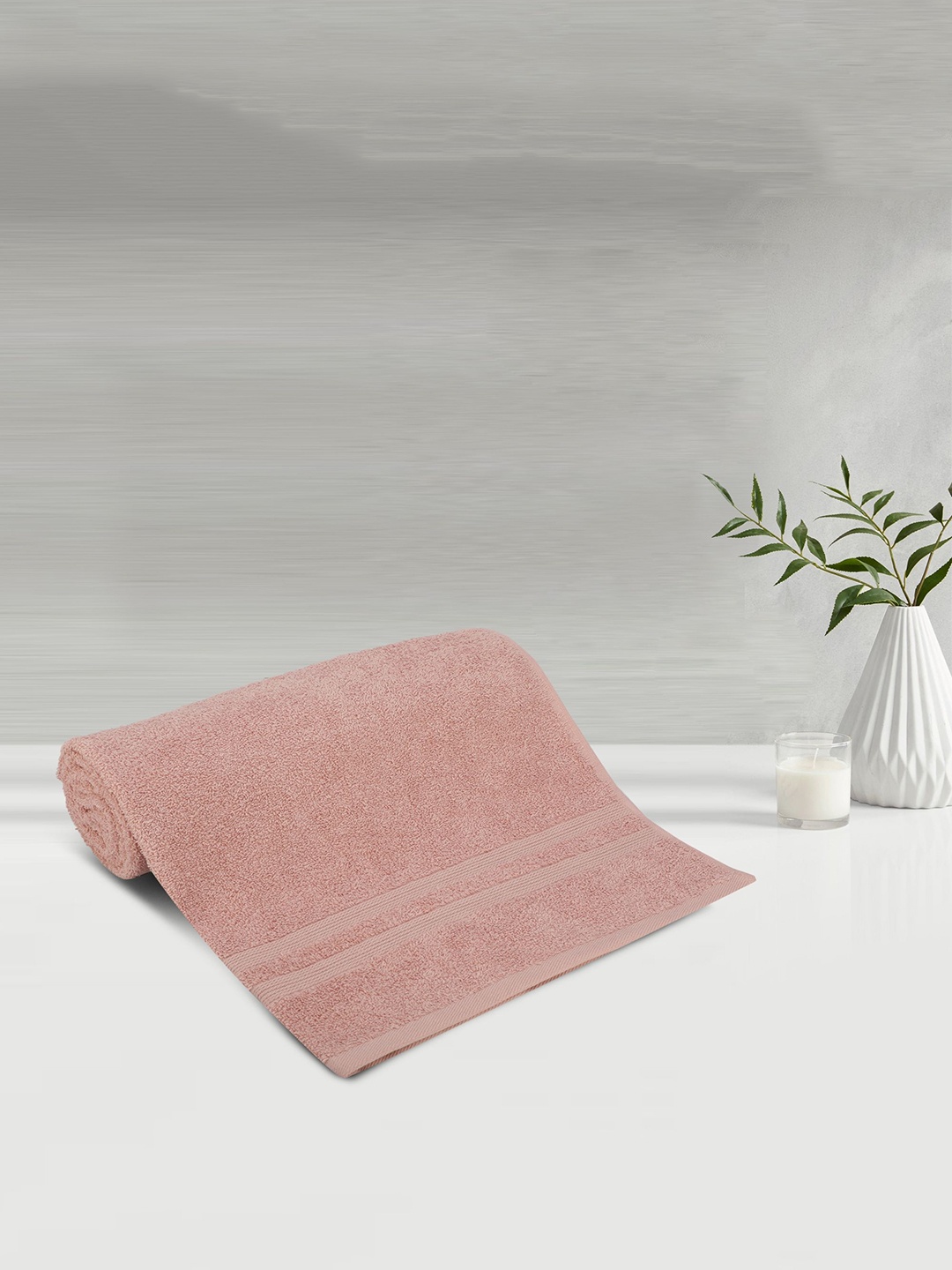 

LUSH & BEYOND Peach-Coloured Solid Pure Cotton Bath Towel 500 GSM