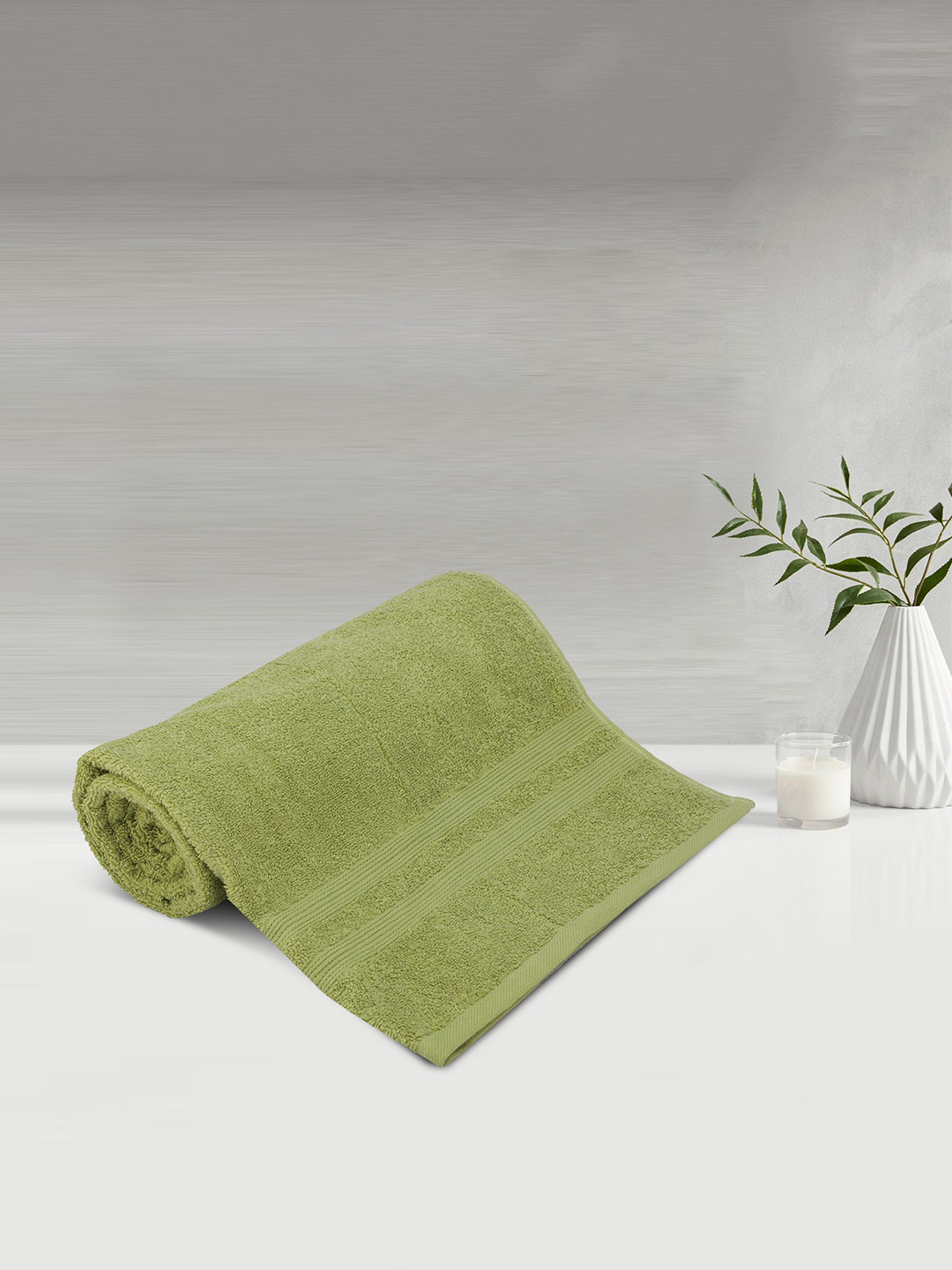 

LUSH & BEYOND Light Green Solid Pure Cotton Bath Towels 500 GSM