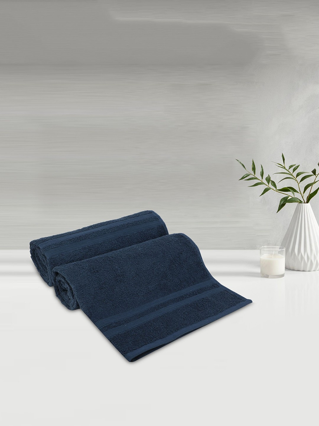 

LUSH & BEYOND Solid Pure Cotton Bath Towels 500 GSM, Blue