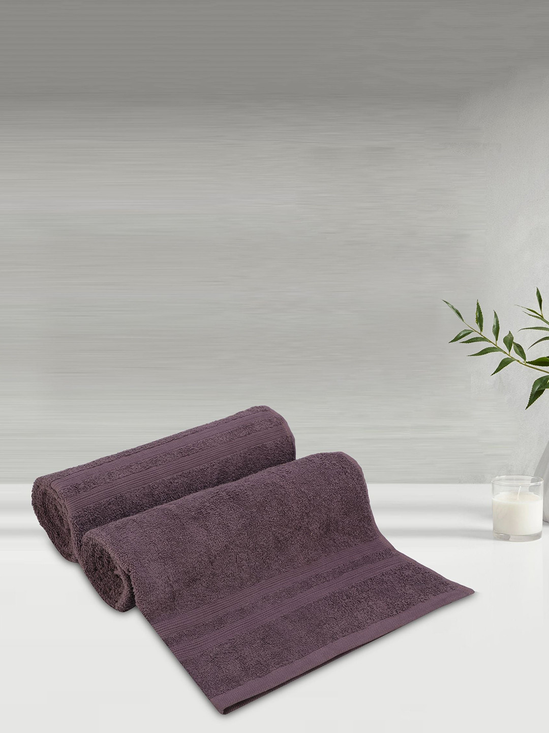 

LUSH & BEYOND Set Of 2 Purple 500GSM Pure Cotton Bath Towels