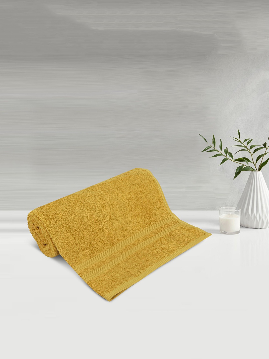 

LUSH & BEYOND Yellow Solid Pure Cotton Bath Towel 500 GSM