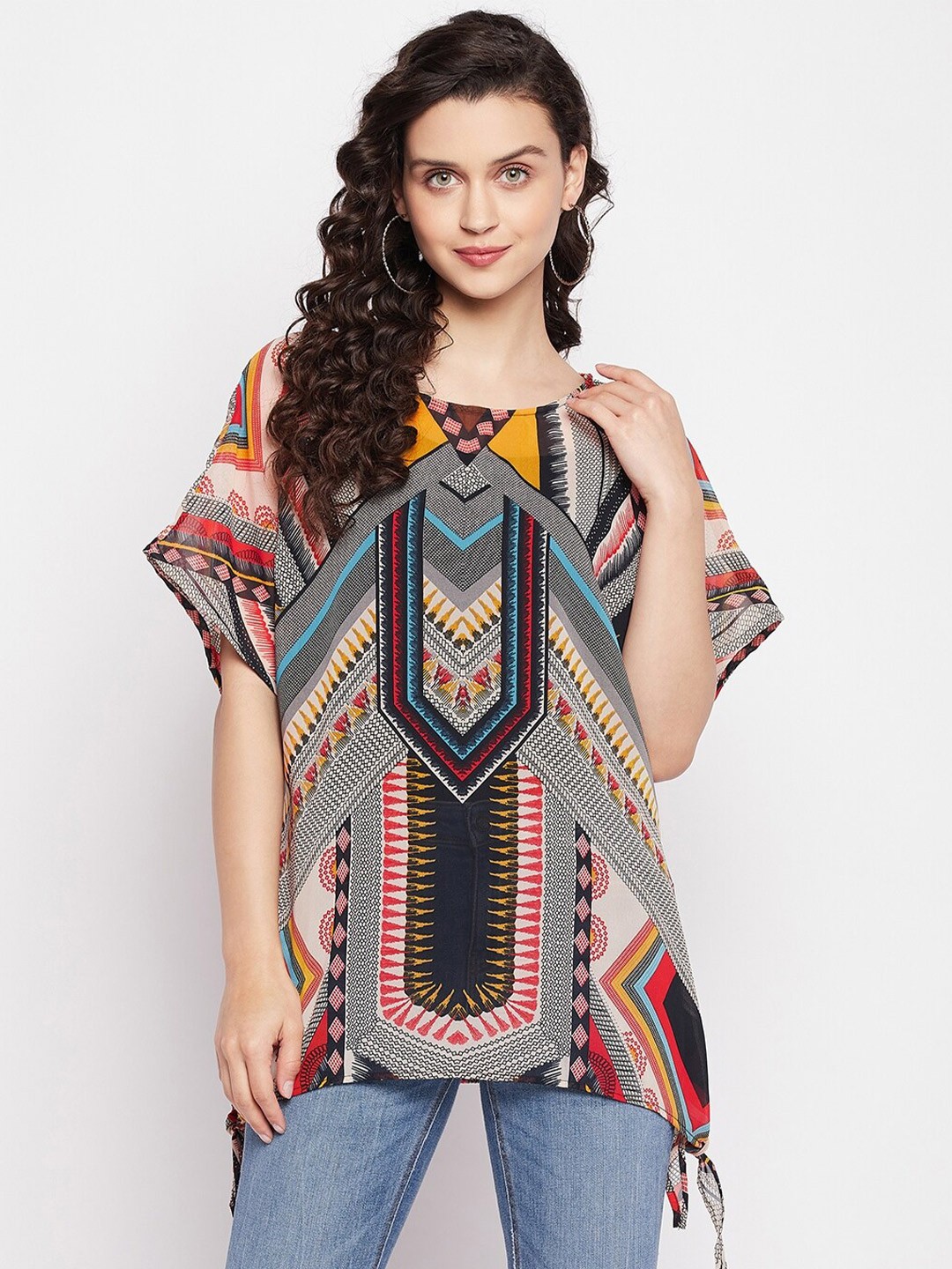 

Ruhaans Yellow & Blue Printed Tunic
