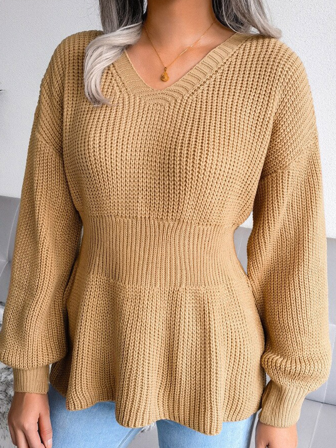 

BoStreet Women Khaki Acrylic Pullover