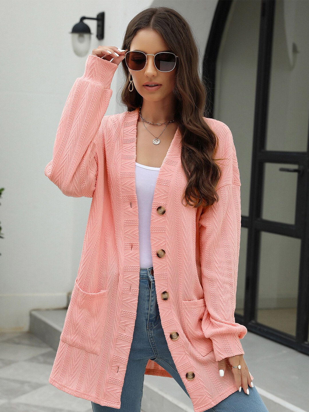 

BoStreet Women Pink Longline Cardigan