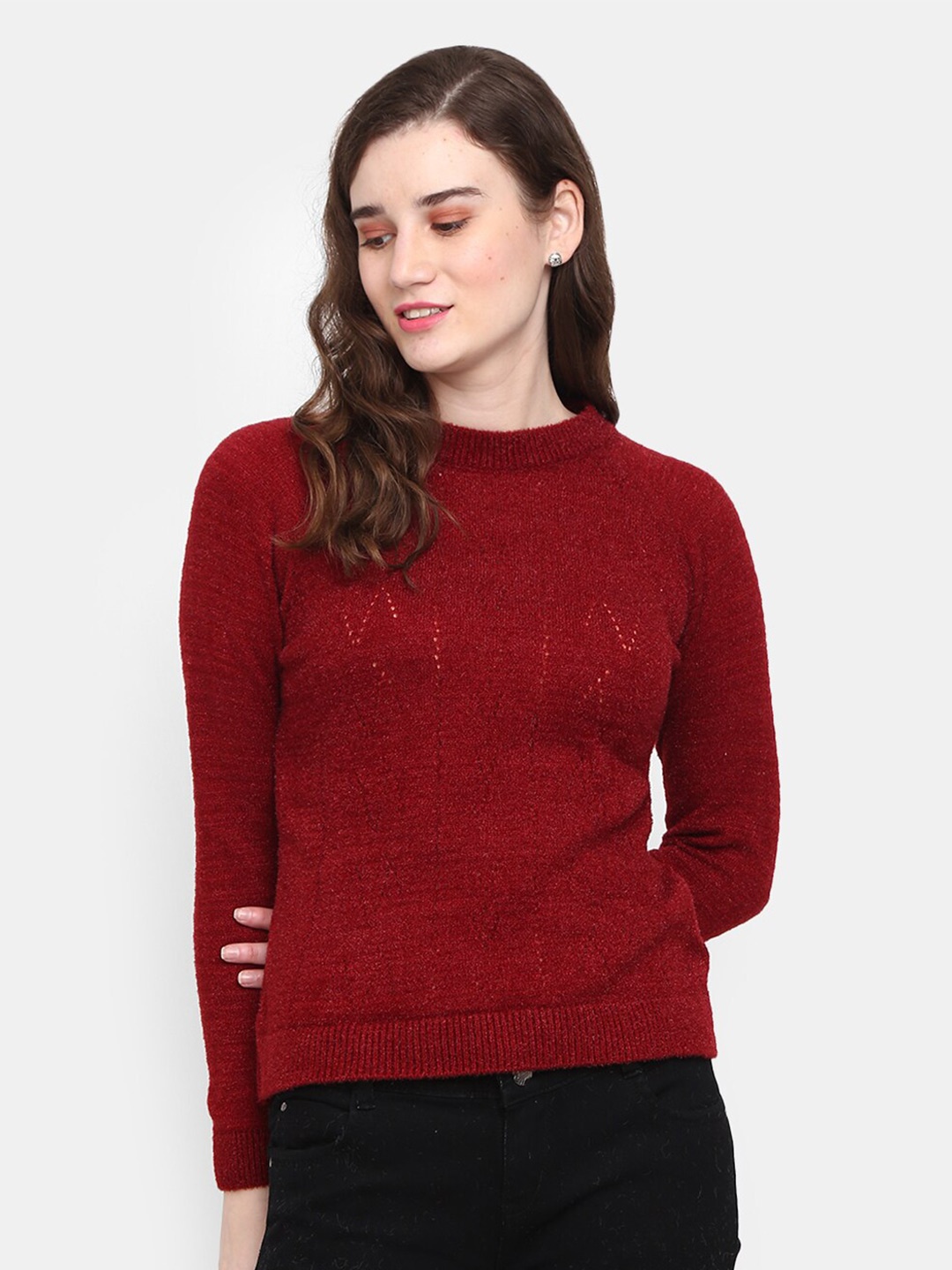 

V-Mart Round Neck Pullover Sweatshirt, Maroon