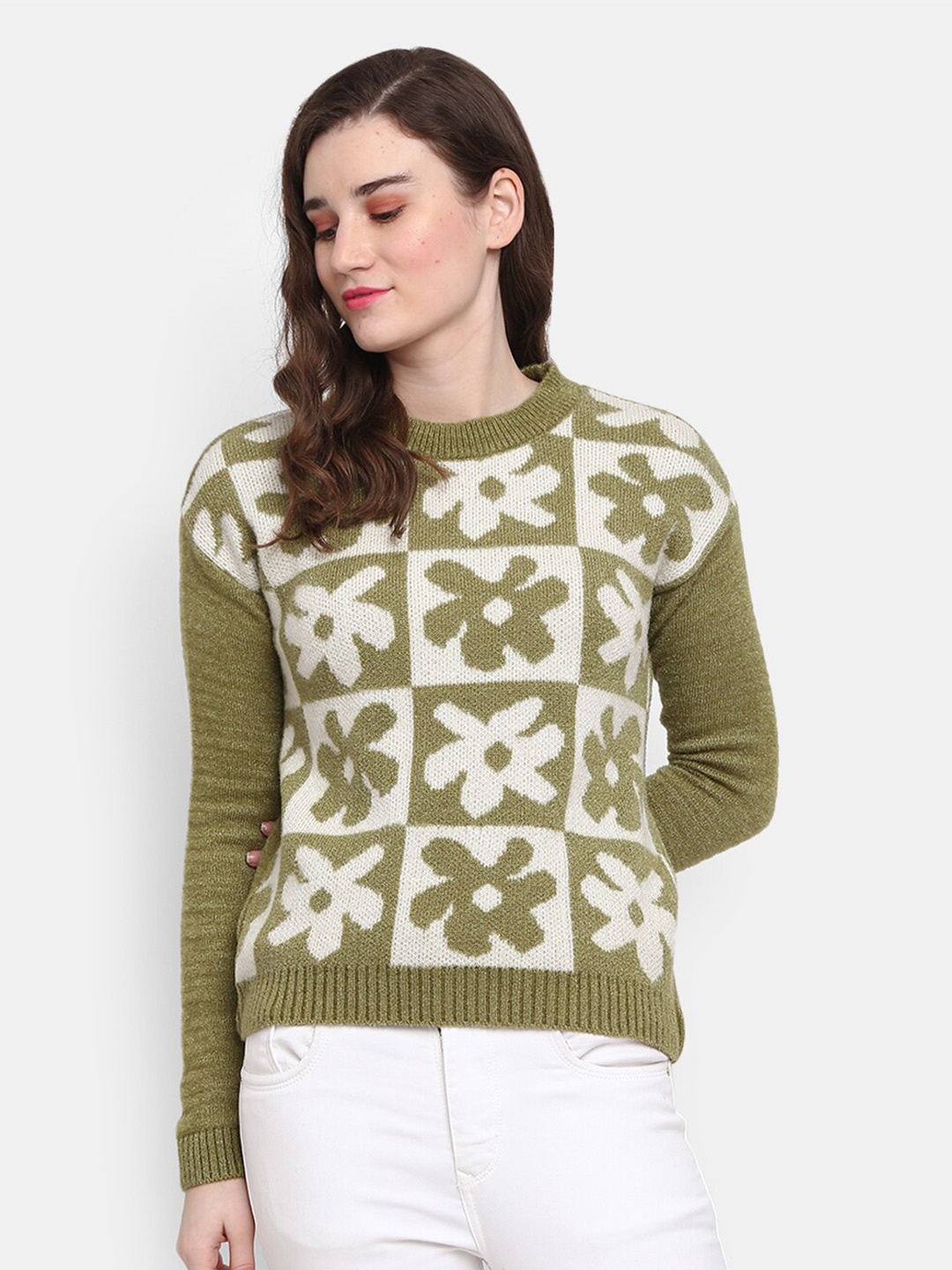 

V-Mart Women Green Printed Sweatshirt