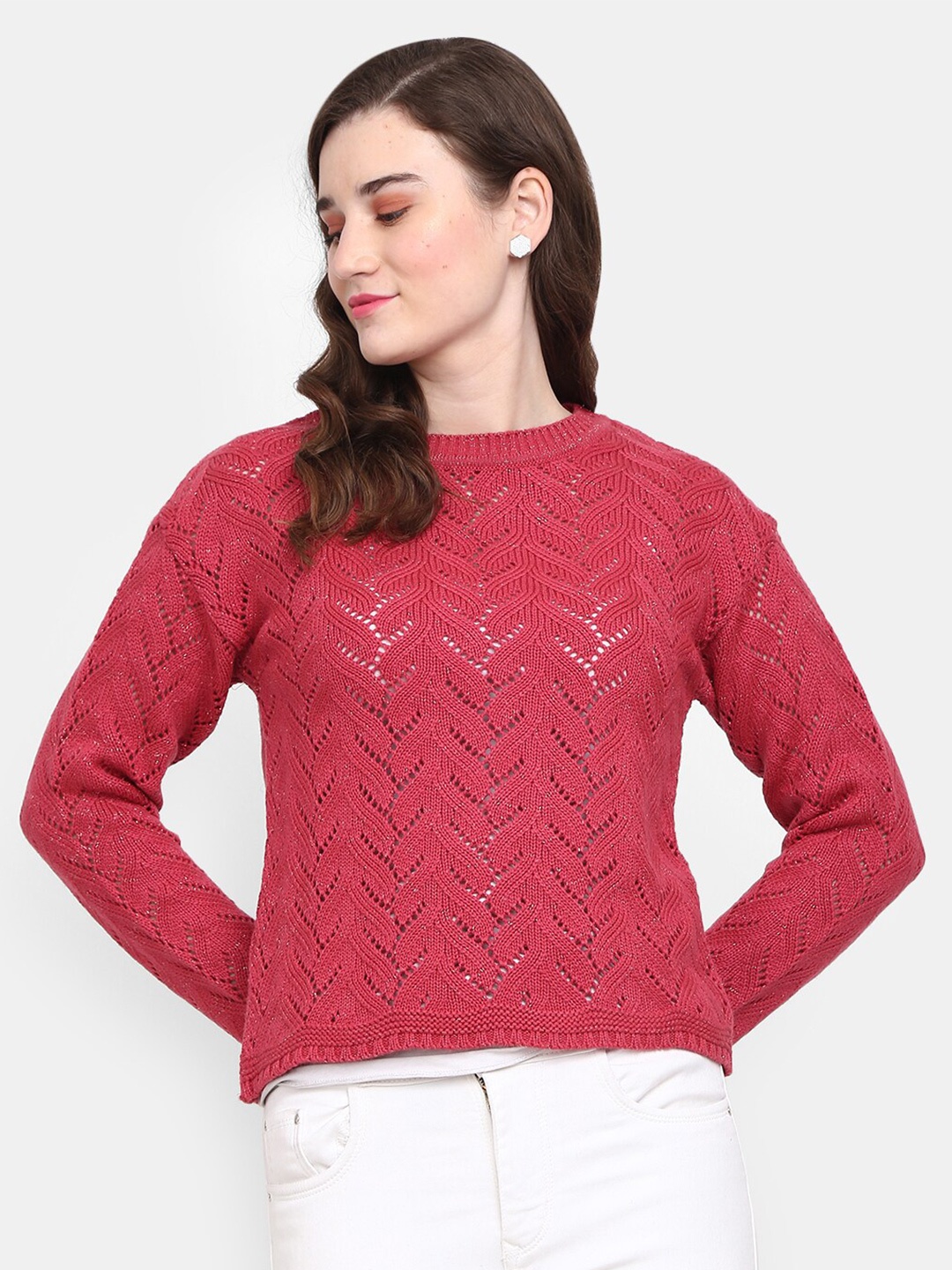 

V-Mart Women Pink Acrylic Sweatshirt